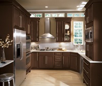 Sinclair Birch wood kitchen cabinets in Umber finish