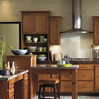 Kitchen with industrial-looking accents incorporated into the design