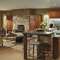 Kitchen design that transitions into a living space