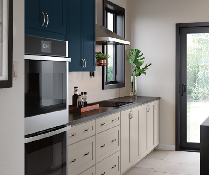 Streamlined and Minimalistic Blue and Gray Kitchen Cabinets