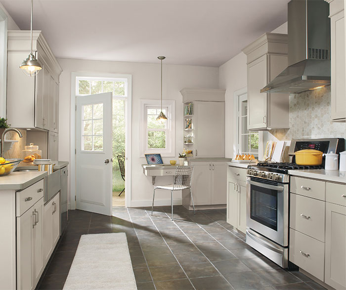 Brellin light gray kitchen cabinets