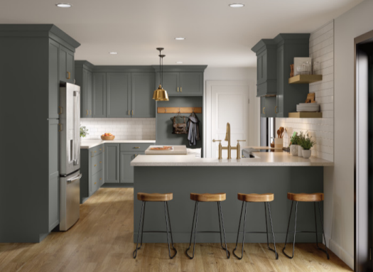 Casual Living with Painted and Birch Kitchen Cabinets