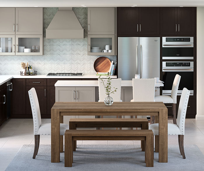 Casual Gray and Woodtone PureStyle™ Kitchen Cabinets