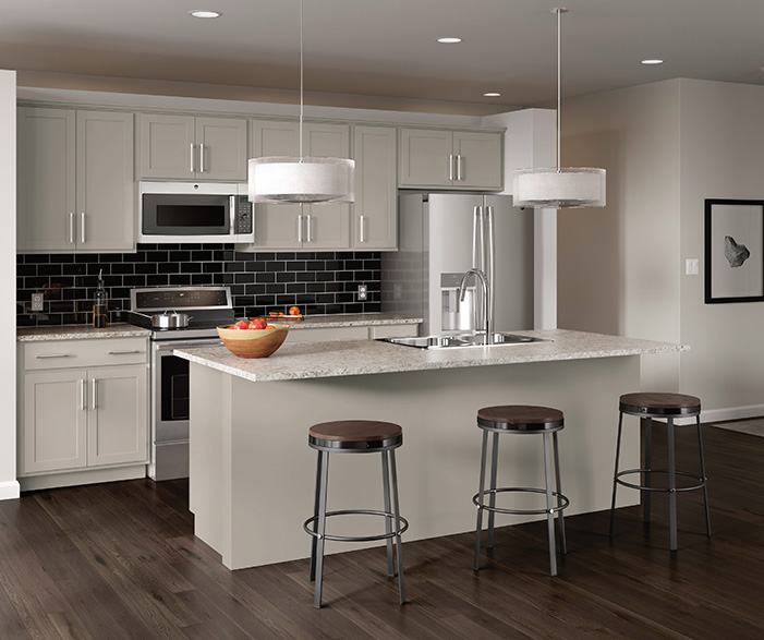 Open Concept Gray Kitchen Cabinets
