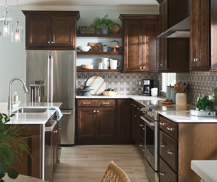 Dark Wood Cabinets in a Transitional Bathroom - Aristokraft