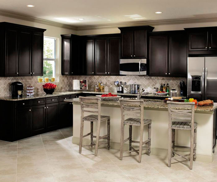 Dark Wood Cabinets in a Transitional Bathroom - Aristokraft