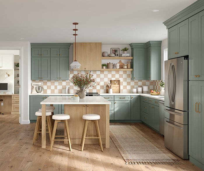 Sage Green Modern Farmhouse Kitchen with Island