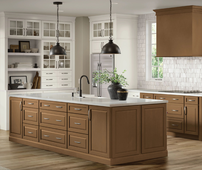 Casual Birch and Painted Kitchen Cabinets