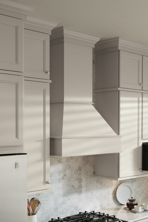 Square wood hood with tall chimney